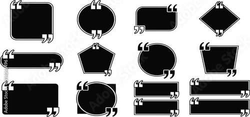 Quote Bubble Icon Set with Speech Frame Shapes for Testimonial, Review, Dialogue, and Text Highlight Design Elements