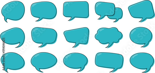 Speech Bubble Chat Icon Set with Comic Style Message Balloons for Communication, Social Media Conversation, Messaging Apps, and Dialogue Design Elements