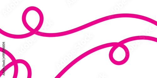 Vibrant rainbow wavy ribbons in pink on white background