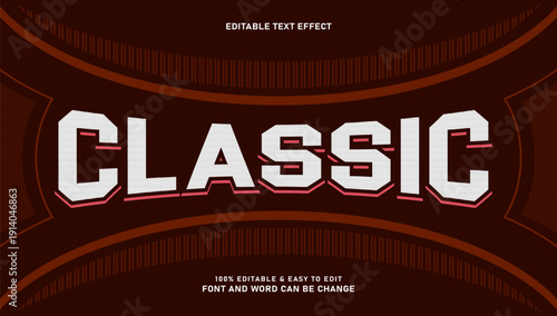 Classic Retro Sport Text Effect with Red Shadow and Stripe Pattern