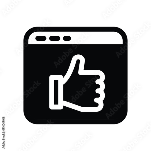 webpage with tumbs up sign solid icon vector design good for web or mobile app