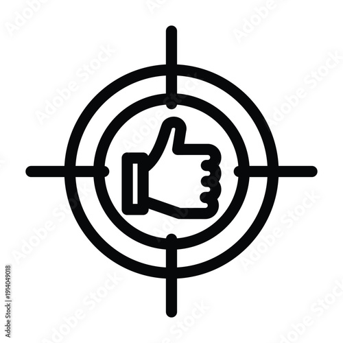 target sign with tumb up symbol of social media marketing outline icon vector design good for web or mobile app