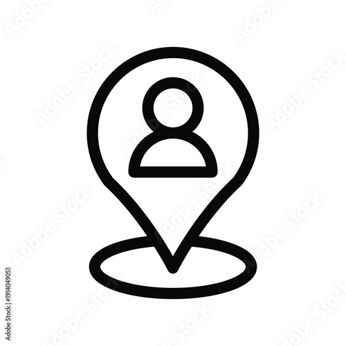 Location with Profile outline icon vector design good for web or mobile app