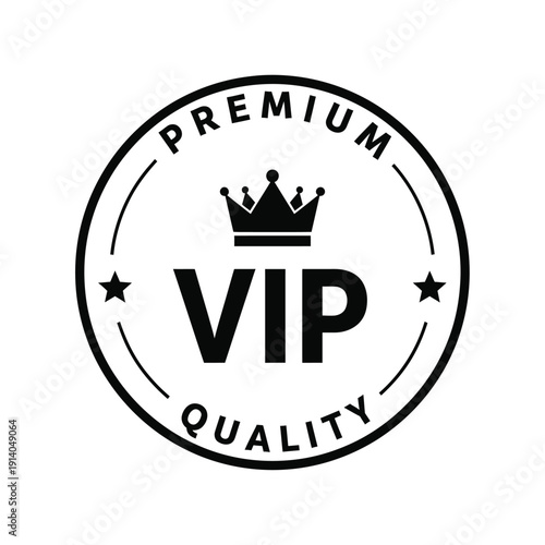 Vector illustration icon vip premium quality badge with crown and stars