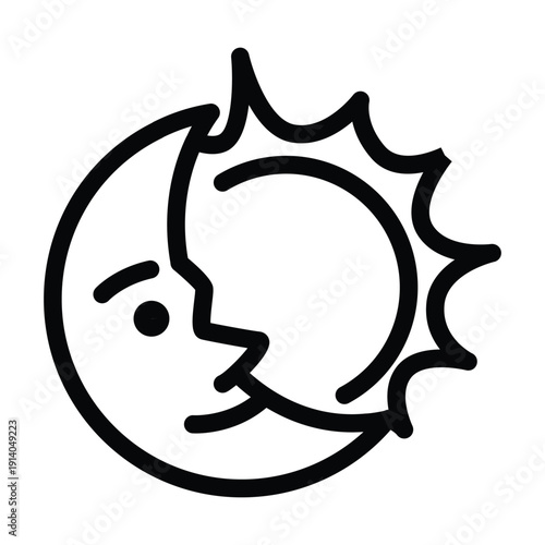 moon with sun outline icon vector design good for web or mobile app