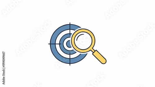 Obraz na płótnie Magnifying glass on target icon.