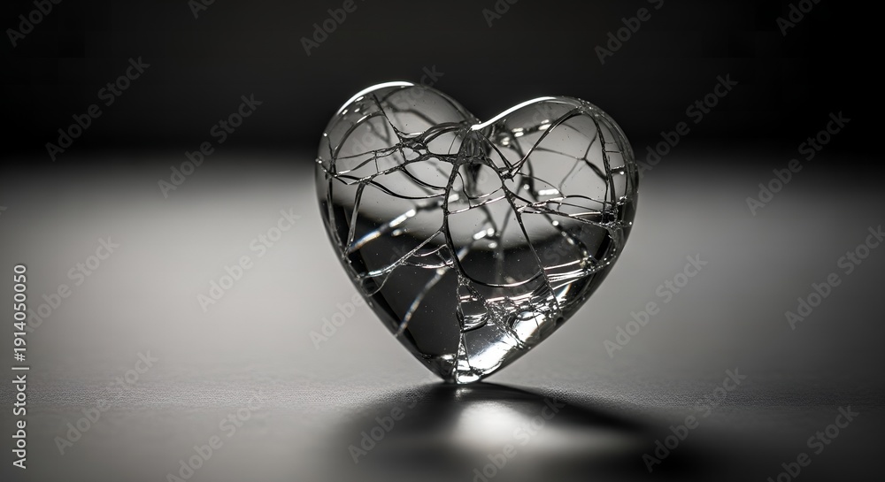 Fototapeta premium Shattered heart symbolizes broken love and emotional pain