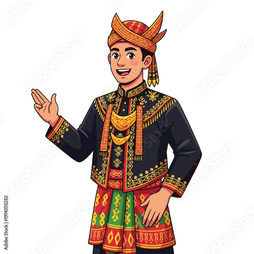 Person in Traditional Ethnic Costume Greeting