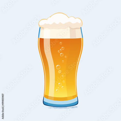 Bright and inviting graphic of a foamy golden beverage in a tall glass, evoking a sense of refreshment and relaxation