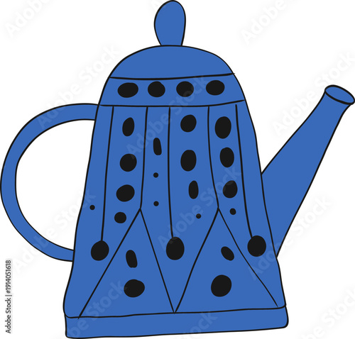 Scandinavian Folk Art Teapot & Cup Illustration