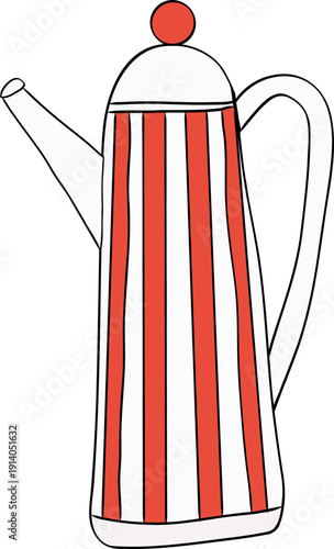 Scandinavian Folk Art Teapot & Cup Illustration