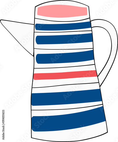 Scandinavian Folk Art Teapot & Cup Illustration
