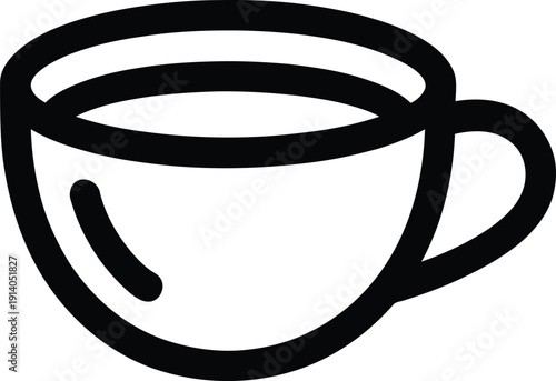 Simple Coffee Cup Outline Icon Minimal Hot Beverage Mug Line Art Symbol Isolated on Light Background for Cafe and Restaurant Design