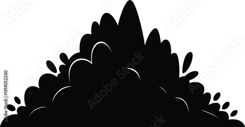 Abstract black organic silhouette shape isolated on white background, modern minimal graphic design element for branding, posters, logos, and backgrounds