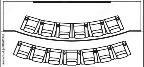 A top-down view of an empty theater's seating arrangement, ready for an audience, emphasizing the architecture of entertainment and anticipation.