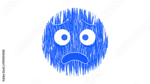 blue scribbled sad face illustration depicting emotional distress anxiety and mental health struggles on a clean white background.