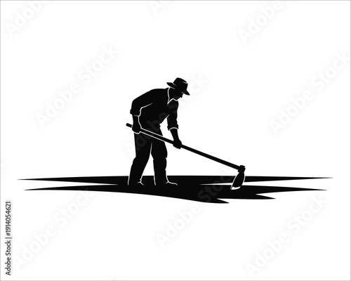 Man digging with a shovel in a black silhouette