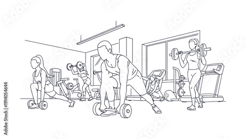 diverse men and women actively working out in a modern gym performing strength training lunges and cardio for a healthy lifestyle
