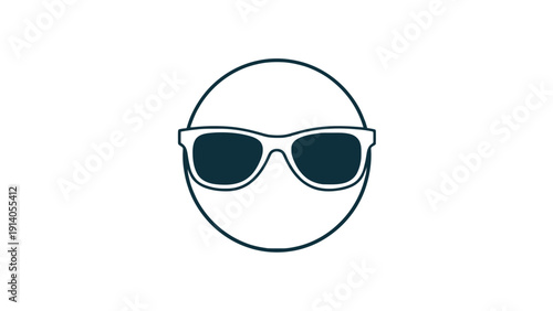 minimalist cartoon face with dark sunglasses conveying cool summer style relaxed vacation vibe ideal for avatars or web icons.