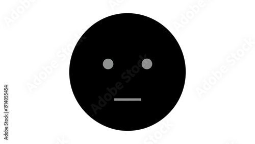 minimalist black neutral emoji flat grey eyes and mouth isolated on white conveying indifference unemotional state ui design.