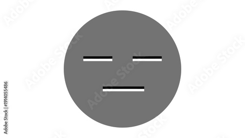 minimalist grey emoji icon with closed eyes and straight mouth conveying a neutral or indifferent expression on white.