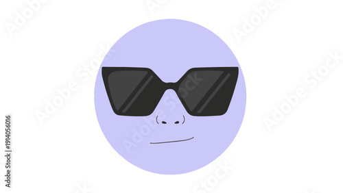a cool cartoon face emoji avatar with dark sunglasses portraying an anonymous mysterious persona ideal for social media and online identity.