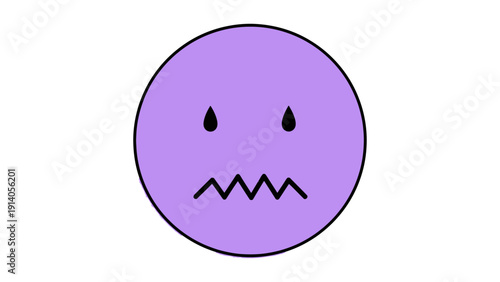 a minimalist purple worried face emoji cartoon expressing anxiety on a clean white background perfect for conveying stress or discomfort in design.