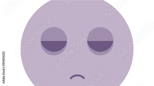 a minimalistic sad and sleepy emoji face illustration depicting exhaustion depression burnout and emotional struggle.