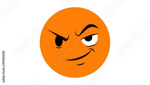 a mischievous orange emoji face winking and smirking isolated on white conveying a sly and cheeky emotion for expressive design.