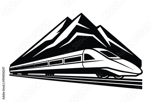 Bullet Train Silhouette with Speed Streaks 