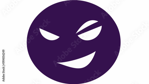 a purple mischievous cartoon ghost face with stylized white eyes and a grinning mouth perfect for halloween game assets or spooky branding.