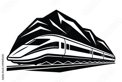 Bullet Train Silhouette with Speed Streaks 