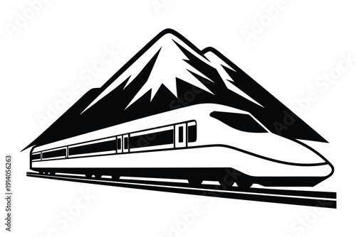 Bullet Train Silhouette with Speed Streaks 