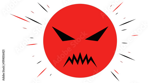 angry red face icon radiating fury on white background a graphic representation of intense emotion stress frustration and warning.