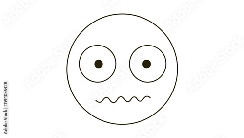 anxious face illustration a minimalist line art emoji with wide eyes and a wavy mouth conveying feelings of stress worry confusion and apprehension.
