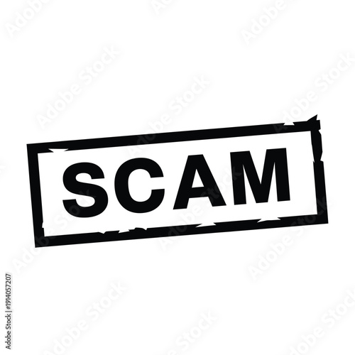 Vector illustration icon black grunge stamp with the word scam