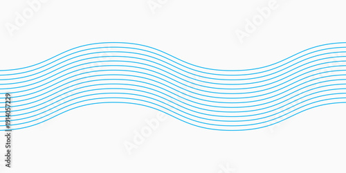 Abstract blue smooth waves on white background. Dynamic sound waves. Vector illustration.