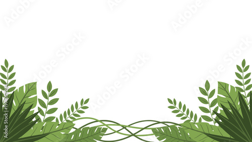 Lush green jungle foliage and vines form a tropical border at the bottom for various nature and vacation layouts.