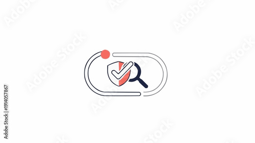 Magnifying Glass Examining Red Heart Shape.