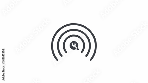 Magnifying Glass Icon with Concentric Circles.