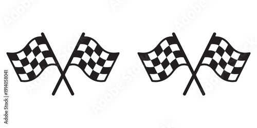 Checkered racing flags vector icons simple graphic design elements for sport events finish lines
