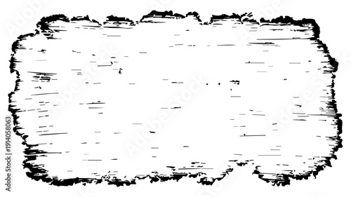 Rough torn paper edge with frayed black lines on white background