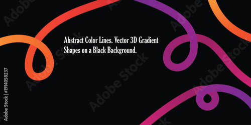 Vibrant rainbow wavy ribbons on black background