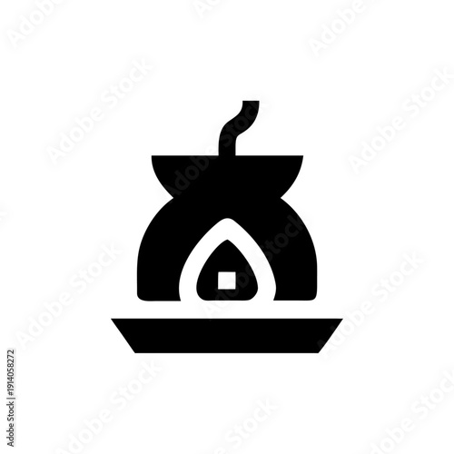 A vector illustration of a house icon with a reflection on a white background, featuring a clean design perfect for a cafe or restaurant breakfast break logo