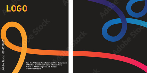 Vibrant rainbow wavy ribbons logo design with colorful gradient elements