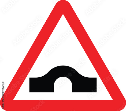 Hump Bridge Warning UK Road Sign Triangle Traffic Design Safety Clipart Vector