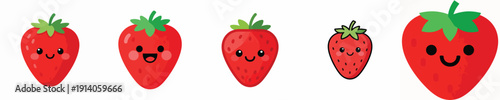 cute strawberry vector has eyes and mouth