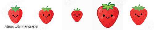 cute strawberry vector has eyes and mouth