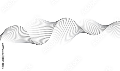 Abstract Fluid Wave Flow Pattern | Elegant Monochrome Wavy Lines with Layered Curves and Subtle Depth on White Background Vector Illustration 