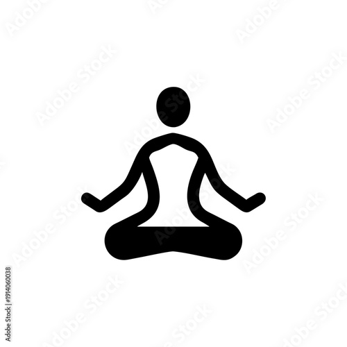 A black vector illustration of a woman sitting in a lotus pose meditation silhouette to represent zen, health, and spiritual relaxation